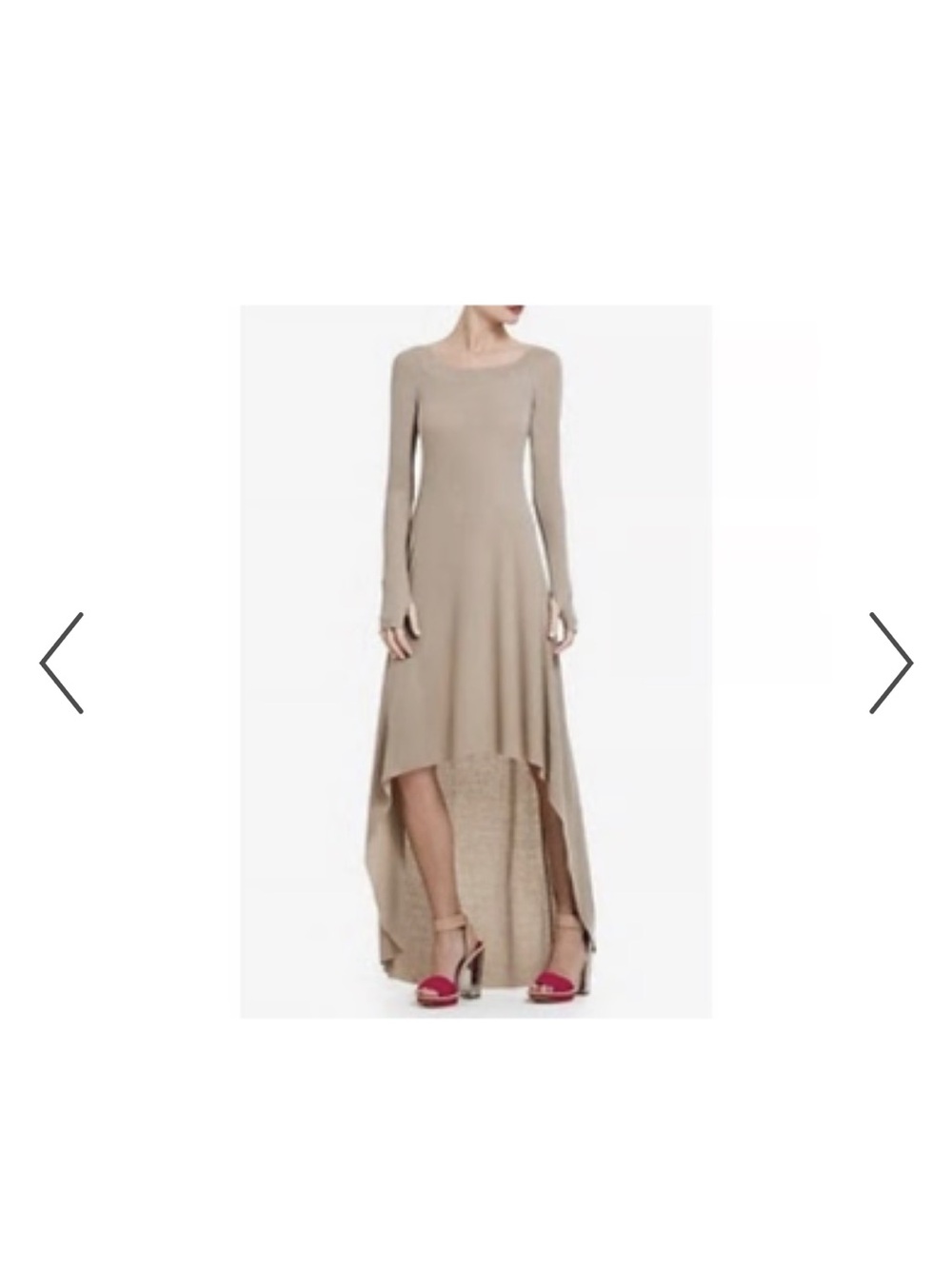 BCBGMaxAzria Taupe Long-Sleeve High-Low Hem Dress